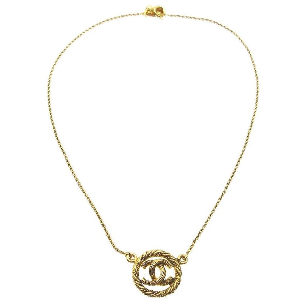 Chanel Medallion Chain Pendant Necklace Gold 3622 97568
